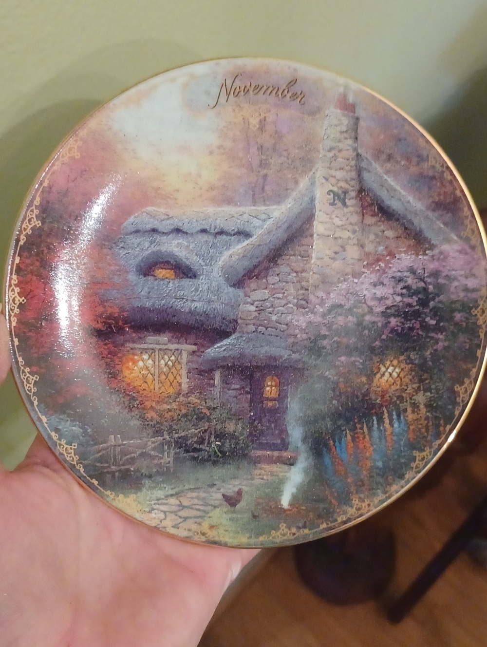 Thomas Kinkade Simpler Times November Autumn At Ashley's Cottage Collector Plate